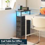 Yoobure LED Narrow Nightstand with Charging Station - Slim Dresser for Bedroom Narrow Side Table Storage Cabinet, Small Dressers Chest of Drawers, Tall Skinny Night Stand End Table for Small Spaces