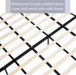 NTYUNRR Queen Size Upholstered Platform Bed Frame, 54" High Headboard Carmen Wingback Bed, Fully Upholstered Mattress Foundation, No Box Spring Needed No Noise, Minimalist, Textured Ivory