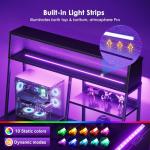 AODK L Shaped Gaming Desk with Led Lights, 51 Inch Reversible Gaming Computer Desk with Display Shelves, PC Gamer Desk Gamer Table with Storage Bag, L Desk for Game, Black