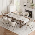 COLAMY Dining Chairs Set of 6, Mid Century Modern Dining Room Kitchen Dinner Chairs with Iron Legs, Open Back and Padded Seat, for Living Room/Bedroom/Restaurant/Cafe, Beige