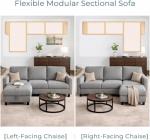 JAMFLY Pull Out Sleeper Sofa Bed with Storage Chaise, L-Shaped Corduroy Sectional Couch, 3-Seater Convertible Sofa with Hidden Storage for Small Living Room, Apartment, Office, Grey