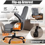 Ergonomic Office Chair with Flip-up Armrests 300lbs,Middle-Tall Computer Office Desk Chair with Lumbar Support,Executive PU Leather Chair with Rocking Function Adjustable Height for Home Office