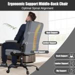 Ergonomic Office Chair with Flip-up Armrests 300lbs,Middle-Tall Computer Office Desk Chair with Lumbar Support,Executive PU Leather Chair with Rocking Function Adjustable Height for Home Office
