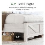 PAUKIN King Size Bed Frame with Headboard, Rustic Farmhouse Wood Bed Frame with LED Lights and Charging Station, Easy Assembly, No Box Spring Needed (White, King)