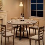 Garvee 47.2 in Round Dining Table for 4-6 People, Industrial Round Kitchen Table with Sturdy Metal Pedestal Base & Storage Shelf, Circle 4 Dinner Table for Dinner, Kitchen, Dining Room