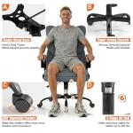 Ergonomic Office Chair with Flip-up Armrests 300lbs,Middle-Tall Computer Office Desk Chair with Lumbar Support,Executive PU Leather Chair with Rocking Function Adjustable Height for Home Office