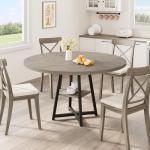 Garvee 47.2 in Round Dining Table for 4-6 People, Industrial Round Kitchen Table with Sturdy Metal Pedestal Base & Storage Shelf, Circle 4 Dinner Table for Dinner, Kitchen, Dining Room