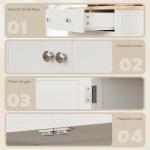 HOMCOM Sideboard Buffet Cabinet with Solid Wood Countertop, Modern Kitchen Storage Cabinet, Coffee Bar Cabinet with 2 Drawers, Doors and Adjustable Shelf, White