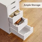 LITTLE TREE Computer Desk with 5 Drawers, 47 Inch White Modern Simple Study Writing Desk with Metal Frame, Work Desk for Home Office