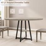 Garvee 47.2 in Round Dining Table for 4-6 People, Industrial Round Kitchen Table with Sturdy Metal Pedestal Base & Storage Shelf, Circle 4 Dinner Table for Dinner, Kitchen, Dining Room