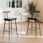 YAUKTAK Bar Stools Set of 2, Tall Bar Stools with Backrest and Footrest, Counter Height Bar Chairs, Industrial Barstools with PU Leather Cushion, for Kitchen, Dining Room, Bar, Cafe (Black) KBS515B