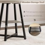 Garvee 47.2 in Round Dining Table for 4-6 People, Industrial Round Kitchen Table with Sturdy Metal Pedestal Base & Storage Shelf, Circle 4 Dinner Table for Dinner, Kitchen, Dining Room