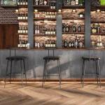 YAUKTAK Bar Stools Set of 2, Tall Bar Stools with Backrest and Footrest, Counter Height Bar Chairs, Industrial Barstools with PU Leather Cushion, for Kitchen, Dining Room, Bar, Cafe (Black) KBS515B