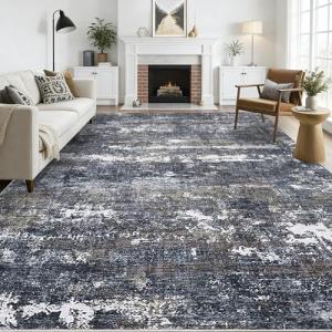 GarveeHome 10x14 Abstract Area Rugs for Bedroom Machine Washable Modern Rugs for Living Room Carpet with Non-Slip Backing, Soft Nursery Carpet, Grey Brown