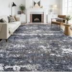 GarveeHome 10x14 Abstract Area Rugs for Bedroom Machine Washable Modern Rugs for Living Room Carpet with Non-Slip Backing, Soft Nursery Carpet, Grey Brown