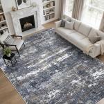GarveeHome 10x14 Abstract Area Rugs for Bedroom Machine Washable Modern Rugs for Living Room Carpet with Non-Slip Backing, Soft Nursery Carpet, Grey Brown