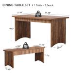 LITTLE TREE 55" Dining Table with 2 Benches, Dining Table Set for 4-6 People, Farmhouse Kitchen Table with Bench, Dining Room Table Set