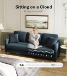 Welzona 83" Couches for Living Room, Teddy Sofa Couch, Comfy Sofas for Living Room, Tool-Free Setup Loveseat Sofa, All-Wood Love Seat Couches, Small Couch 2 Pillows Included, Blue Grey