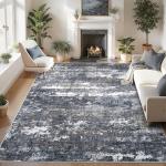 GarveeHome 10x14 Abstract Area Rugs for Bedroom Machine Washable Modern Rugs for Living Room Carpet with Non-Slip Backing, Soft Nursery Carpet, Grey Brown