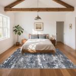 GarveeHome 10x14 Abstract Area Rugs for Bedroom Machine Washable Modern Rugs for Living Room Carpet with Non-Slip Backing, Soft Nursery Carpet, Grey Brown