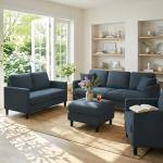 Welzona 83" Couches for Living Room, Teddy Sofa Couch, Comfy Sofas for Living Room, Tool-Free Setup Loveseat Sofa, All-Wood Love Seat Couches, Small Couch 2 Pillows Included, Blue Grey