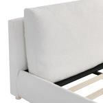 Merax King Size Boucle Fabric Upholstered Platform Bed with Two Removable Pillow Headboard, Wood Bed Frame with Solid Round Legs for Kids Teens Adults, White