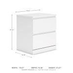Signature Design by Ashley Onita Nightstand, Modern White Nightstand with 2 Smooth-Gliding Drawers, Wood Bedroom for Bedside Storage, Minimal Hardware-Free Design, Solid White Finish