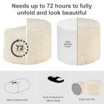 Hansleep Round Stuffed Pouf Ottoman 17 x 14, Foam Filled Faux Fur Ottoman Foot Rest for Chair with Washable Cover, Foot Stools Under Desk for Living Room & Bedroom, Beige