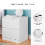 Signature Design by Ashley Onita Nightstand, Modern White Nightstand with 2 Smooth-Gliding Drawers, Wood Bedroom for Bedside Storage, Minimal Hardware-Free Design, Solid White Finish