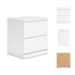 Signature Design by Ashley Onita Nightstand, Modern White Nightstand with 2 Smooth-Gliding Drawers, Wood Bedroom for Bedside Storage, Minimal Hardware-Free Design, Solid White Finish