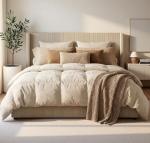 IDEALHOUSE King Size Bed Frame with Storage Drawers, Corduroy Upholstered Platform Bedframe with Wingback, Headboard and Footboard, No Box Spring Needed, Beige