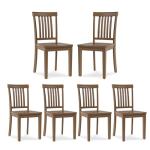 COLAMY Wooden Dining Chairs Set of 6, Solid Rubberwood Kitchen & Dining Room Chairs, Farmhouse Rustic Side Chairs for Dining Table, Anti-Slip Protection, Classic Windsor Style Seating, Oak Light Brown
