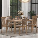 COLAMY Wooden Dining Chairs Set of 6, Solid Rubberwood Kitchen & Dining Room Chairs, Farmhouse Rustic Side Chairs for Dining Table, Anti-Slip Protection, Classic Windsor Style Seating, Oak Light Brown