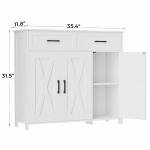 Homhedy Sideboard Buffet Cabinet, Coffee Bar Storage Cabinet with Drawers and Doors, Farmhouse Kitchen Cabinet with Adjustable Shelves, for Kitchen, Dining Room, Living Room, White