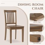 COLAMY Wooden Dining Chairs Set of 6, Solid Rubberwood Kitchen & Dining Room Chairs, Farmhouse Rustic Side Chairs for Dining Table, Anti-Slip Protection, Classic Windsor Style Seating, Oak Light Brown