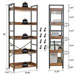 HCHQHS Adjustable 5 Tier Open Bookcase, Rustic Farmhouse Book Shelves, Industrial Wood and Black Metal Bookshelves, Mid Century Bookcase for Home Office Living Room Bedroom