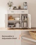 Homhedy Sideboard Buffet Cabinet, Coffee Bar Storage Cabinet with Drawers and Doors, Farmhouse Kitchen Cabinet with Adjustable Shelves, for Kitchen, Dining Room, Living Room, White