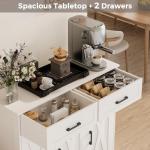 Homhedy Sideboard Buffet Cabinet, Coffee Bar Storage Cabinet with Drawers and Doors, Farmhouse Kitchen Cabinet with Adjustable Shelves, for Kitchen, Dining Room, Living Room, White