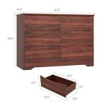 GarveeHome Wooden Dresser with 6 Drawers, Tall Modern Closet with Deep Storage, Large Chest of Drawers with Wide Top, Long Storage Dresser for Bedroom, Living Room, Hallway, Kids Room, Red Walnut