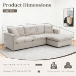 Tmsan 100.4" Beige Cloud Couches for Home Living Room Sofa Set, Modern L Shaped Sectional Couch with Convertible Ottoman, 4 Seater Comfy Polyester Fabric Modular Sofa for Apartment Bedroom Office