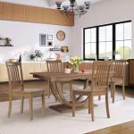 COLAMY Wooden Dining Chairs Set of 6, Solid Rubberwood Kitchen & Dining Room Chairs, Farmhouse Rustic Side Chairs for Dining Table, Anti-Slip Protection, Classic Windsor Style Seating, Oak Light Brown