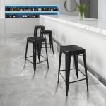 DUMOS Metal Bar Stools Set of 8, 24 Inch Counter Height Stackable Bar Chairs, Classic Trattoria Style Kitchen Island Stools, Indoor Outdoor Restaurant Seating for Dining Room, Black