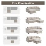 Tmsan 100.4" Beige Cloud Couches for Home Living Room Sofa Set, Modern L Shaped Sectional Couch with Convertible Ottoman, 4 Seater Comfy Polyester Fabric Modular Sofa for Apartment Bedroom Office