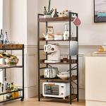 HCHQHS Adjustable 5 Tier Open Bookcase, Rustic Farmhouse Book Shelves, Industrial Wood and Black Metal Bookshelves, Mid Century Bookcase for Home Office Living Room Bedroom