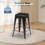 DUMOS Metal Bar Stools Set of 8, 24 Inch Counter Height Stackable Bar Chairs, Classic Trattoria Style Kitchen Island Stools, Indoor Outdoor Restaurant Seating for Dining Room, Black