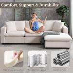 Tmsan 100.4" Beige Cloud Couches for Home Living Room Sofa Set, Modern L Shaped Sectional Couch with Convertible Ottoman, 4 Seater Comfy Polyester Fabric Modular Sofa for Apartment Bedroom Office