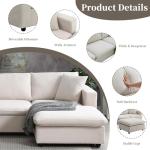 Tmsan 100.4" Beige Cloud Couches for Home Living Room Sofa Set, Modern L Shaped Sectional Couch with Convertible Ottoman, 4 Seater Comfy Polyester Fabric Modular Sofa for Apartment Bedroom Office