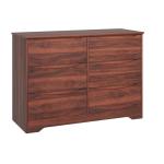 GarveeHome Wooden Dresser with 6 Drawers, Tall Modern Closet with Deep Storage, Large Chest of Drawers with Wide Top, Long Storage Dresser for Bedroom, Living Room, Hallway, Kids Room, Red Walnut