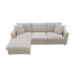 Tmsan 100.4" Beige Cloud Couches for Home Living Room Sofa Set, Modern L Shaped Sectional Couch with Convertible Ottoman, 4 Seater Comfy Polyester Fabric Modular Sofa for Apartment Bedroom Office