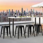 DUMOS Metal Bar Stools Set of 8, 24 Inch Counter Height Stackable Bar Chairs, Classic Trattoria Style Kitchen Island Stools, Indoor Outdoor Restaurant Seating for Dining Room, Black